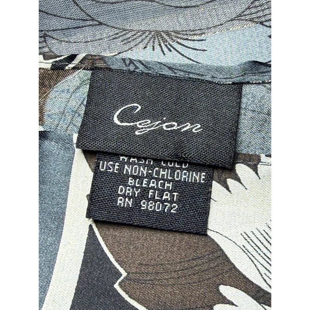 Dark Floral Skinny Scarf Cejon Black Gray Brown 9x62